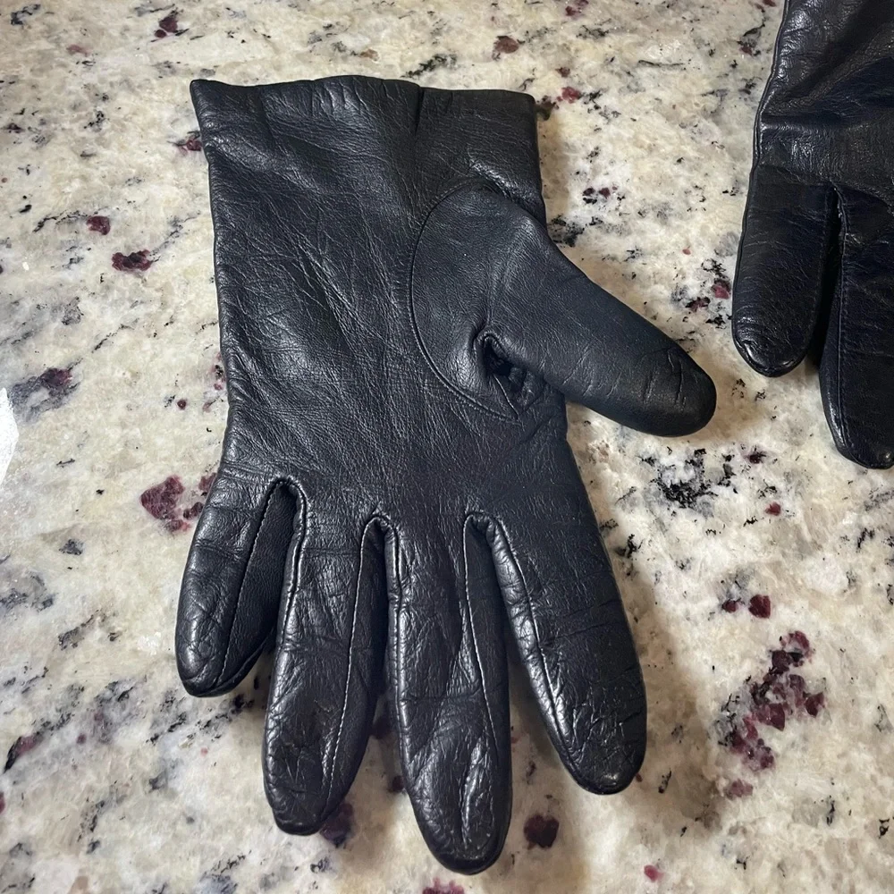 Plush Black Leather Gloves Size L (8.5) | Soft Leather|Asymmetrical Design NEW